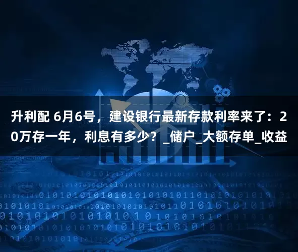 升利配 6月6号，建设银行最新存款利率来了：20万存一年，利息有多少？_储户_大额存单_收益